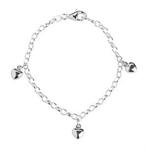 Kinderarmband aus silber mit 3 Herzanhängern | 822 009 9